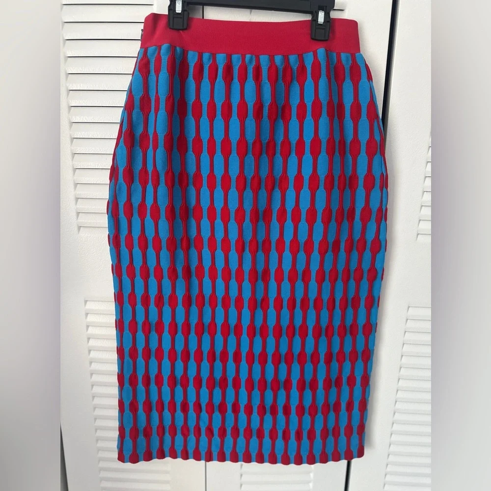 TORY BURCH Bubble Stripe Skirt blue & red - Picture 3 of 8